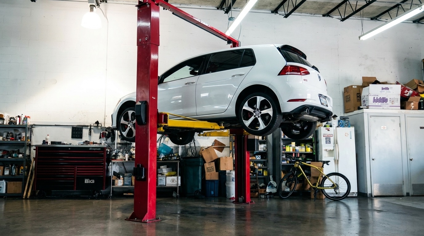 Volkswagen in service bay